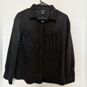 Women’s Black Button Up with Fringe